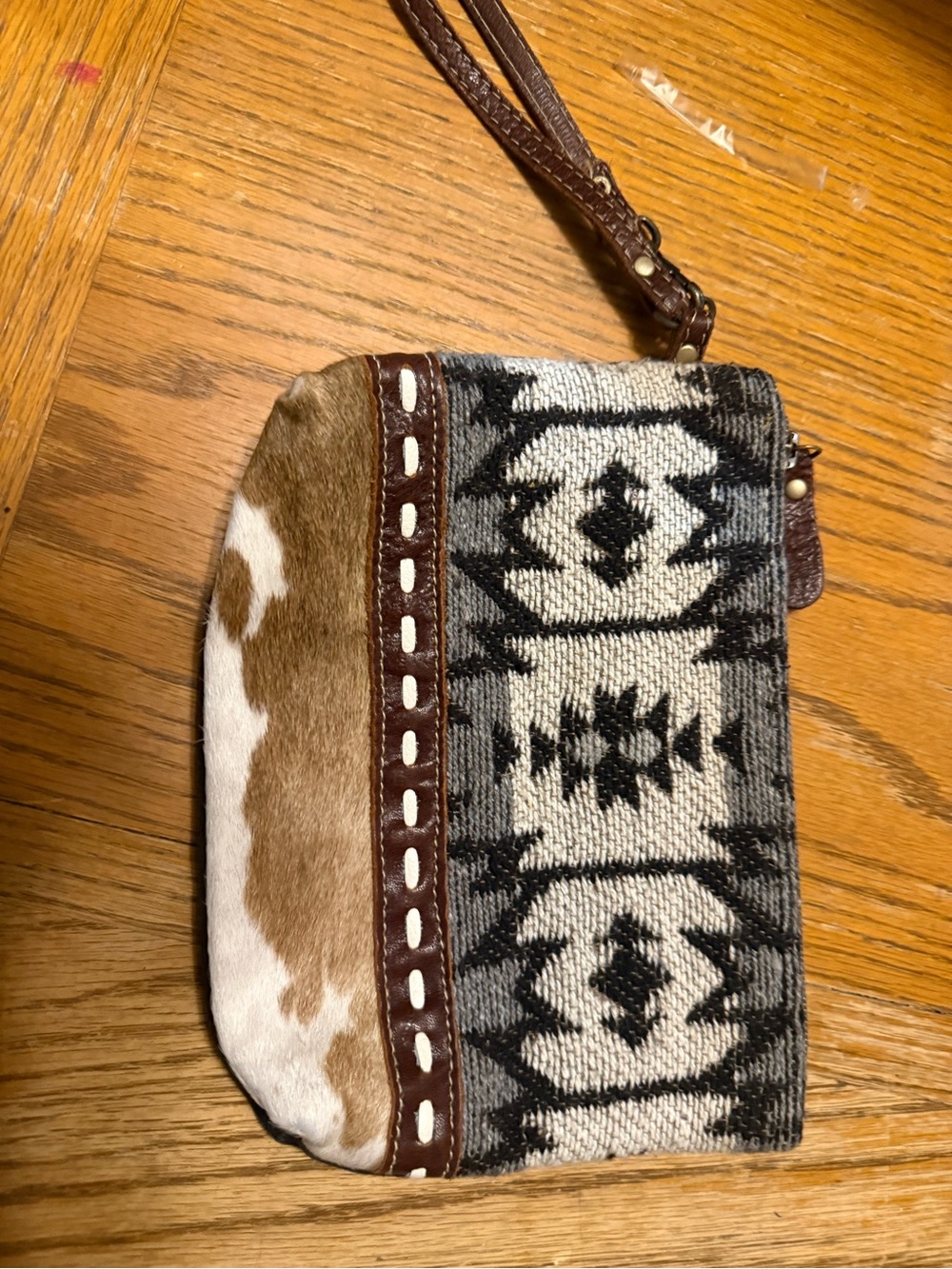 Myra Bag Brown, White & Gray Southwestern Wristlet Clutch